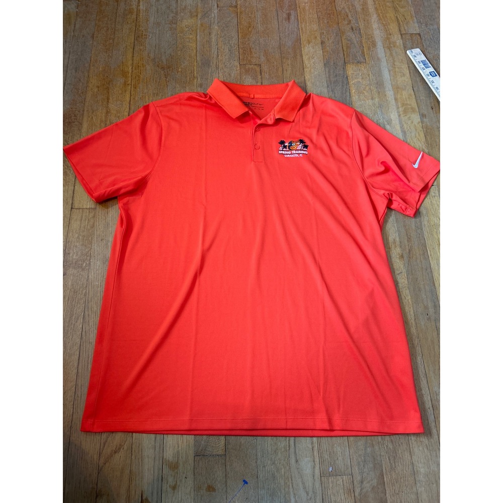 Nike Golf Polo Shirt Dri-FIT Spring Training Sarasota FL Orange XXL‎ Orioles new